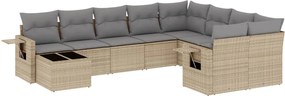 vidaXL Set canapele de grădină cu perne, 10 piese, bej, poliratan