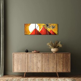 Tablou cu piramidele egiptene pictate (cu ceas) (90x30 cm)