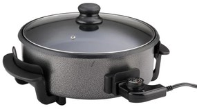 Tigaie electrica pentru pizza Rosberg R51010B, 1500W, 32 cm, Termostat, Acoperire antiaderenta, Gri