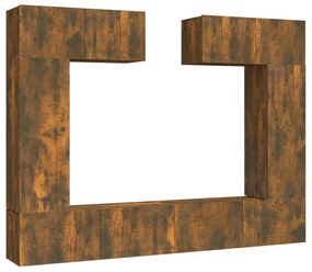 3114467 vidaXL Set dulapuri TV, 6 piese, stejar fumuriu, lemn prelucrat