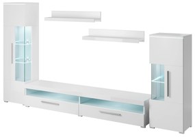 Mobilier living Indiko Typ 09 (alb + alb lucios) (cu iluminat). 1108199