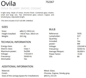 Lustra dimabila casa scarii cu 9 pendule Ovila SV-752367