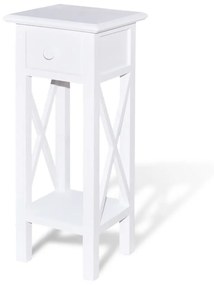241147 vidaXL Masă laterală cu sertar, alb