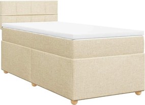vidaXL Pat box spring cu saltea, crem, 80x200 cm, textil