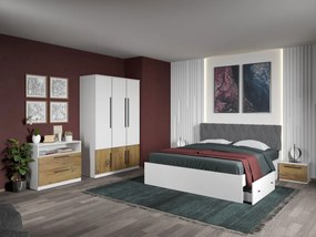Set mobila dormitor complet Alb/Stejar Eclipse C01