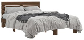 3280161 vidaXL Cadru de pat, stejar maro, 120x190 cm, lemn prelucrat și metal