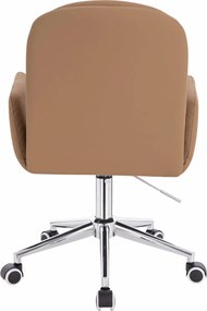 HR480K Scaun Caramel Piele Ecologica Premium Soft cu Bază Cromata