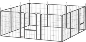 PawHut Țarc pentru Câini din 12 Panouri Portabil și Detașabil, 204x204x80 cm, Negru | Aosom Romania