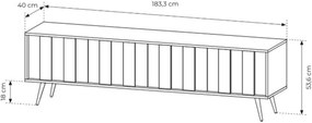 Comodă TV Flaro 184 cm cu iluminare - stejar dunin