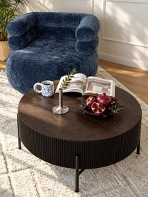Măsuță de cafea Corbi 80 cm pentru living - nuc închis / negru mat