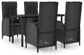 3185189 vidaXL Set mobilier de grădină cu perne, 5 piese, negru, poliratan