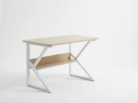 Birou cu raft SHAPE 80x40 cm, alb/stejar sonoma