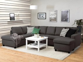 Colțar Scandinavian Choice C174Negru, Gri, 300x195x92cm, 130 kg, Picioare: Plastic