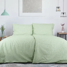 Lenjerie de pat din bumbac B.E.S. Petrovice Exkluziv Green flowers, 140 x 200 cm, 70 x 90 cm
