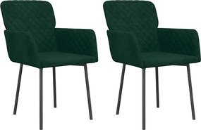 vidaXL Scaune de bucătărie, 2 buc., verde închis, catifea