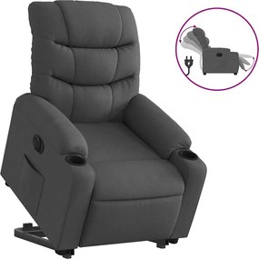 vidaXL Fotoliu electric rabatabil cu ridicare, gri închis, textil