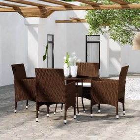 3095906 vidaXL Set mobilier bistro, 3 piese, maro, poliratan/sticlă securizată