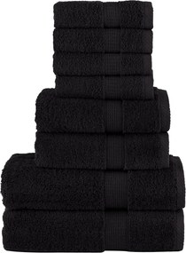 vidaXL Set de prosoape premium SOLUND, 8 piese, negru, 600 g/m²