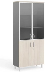 Dulap înalt Manager LUX 90 x 43 x 207,4 cm, salcâm deschis / gri