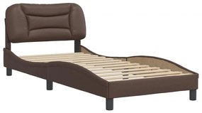 3207976 vidaXL Cadru de pat cu tăblie, maro, 90x200 cm, piele ecologică