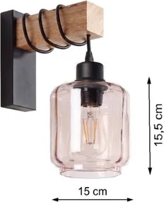 Brilagi - Aplica de perete WOOD GLASS 1xE27/60W/230V pin/negru/bej fumuriu