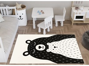 Covor pentru copii alb-negru lavabil 80x120 cm Bear Family v2 – Vitaus