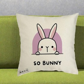 Perna Decorativa So Bunny Kawaii, 40x40 cm, Ecru, Husa Detasabila, Perna Inclusa, BEKZ®