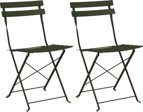 vidaXL Scaun pliabil pentru grădină 2 pcs Verde 42 x 46 x 82cm Metal