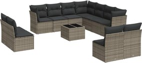 vidaXL Set canapea de grădină cu perne, 12 piese, gri, poliratan