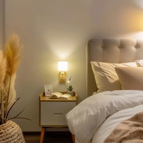 Lampă LED flexibilă de perete Brilagi NUBILA WOOD 1xE27/25W/230V + LED/3W stejar/alb/crem