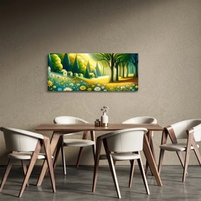 Tablou - Sat în galben-verde (120x50 cm)