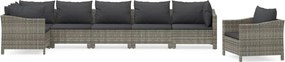 vidaXL Set mobilier de grădină cu perne, 7 piese, gri, poliratan