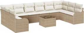 vidaXL Set de canapele pentru grădină 11 pcs Bej poliratan