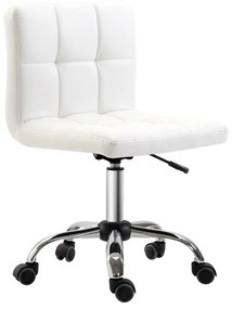 HOMCOM scaun rotativ din piele sintetica, 46x51x76-88cm, alb | Aosom Romania