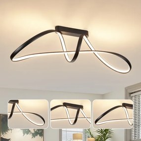 Brilagi-LED Lustră aplicată dimmabilă TWISTER LED/60W/230V 3000-6000K neagră + telecomandă