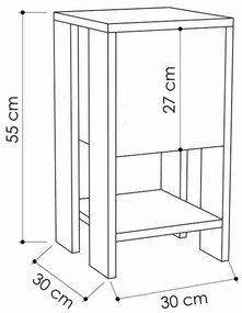 Noptiera Ema Alb 30x30x55 cm