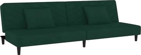 vidaXL Canapea extensibilă cu 2 locuri, 2 perne, verde închis catifea