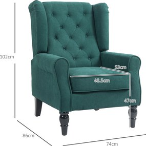 HOMCOM Scaun Accent Clasic cu Picioare de Lemn, Verde închis | Aosom Romania