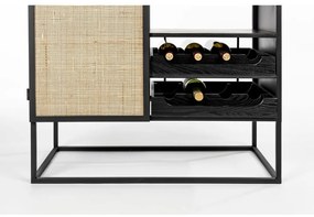 Dulap vinotecă din ratan negru pentru 8 sticle, 80x100 cm Guuji - White Label