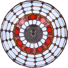 Lampa de masa Tiffany Red Lotus h 62 cm, abajur 40 cm