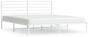 352372 vidaXL Cadru de pat metalic cu tăblie, alb, 180x200 cm