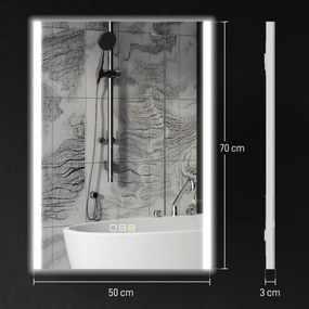 HOMCOM Oglindă LED 50x70 Antiaburire Touch IP44 | Aosom Romania