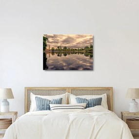 Tablou pe sticlă cu lac și copaci (70x50 cm)