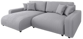 Colțar gri deschis extensibil cu tapițerie din catifea reiată (cu colț variabil) Sara – Ropez