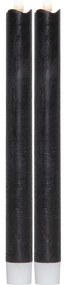 Set de 2 lumânări de ceară cu LED Star Trading Flamme, înălțime 25 cm, negru