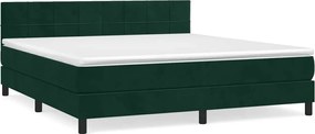 vidaXL Pat box spring cu saltea, verde închis, 180x200 cm, catifea