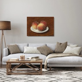 Tablou pe sticlă - Henri Fantin-Latour, Three Peaches on a Plate, reproducere (70x50 cm)