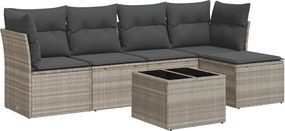 vidaXL Set canapele de grădină cu perne, 6 piese gri deschis poliratan