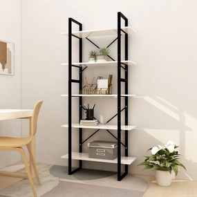3081988 vidaXL Bibliotecă cu 5 rafturi, alb, 80x30x175 cm, lemn prelucrat