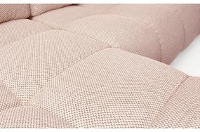 Colțar extensibil ALMADA, tapițat, formă L, cu spațiu de depozitare, stânga, roz